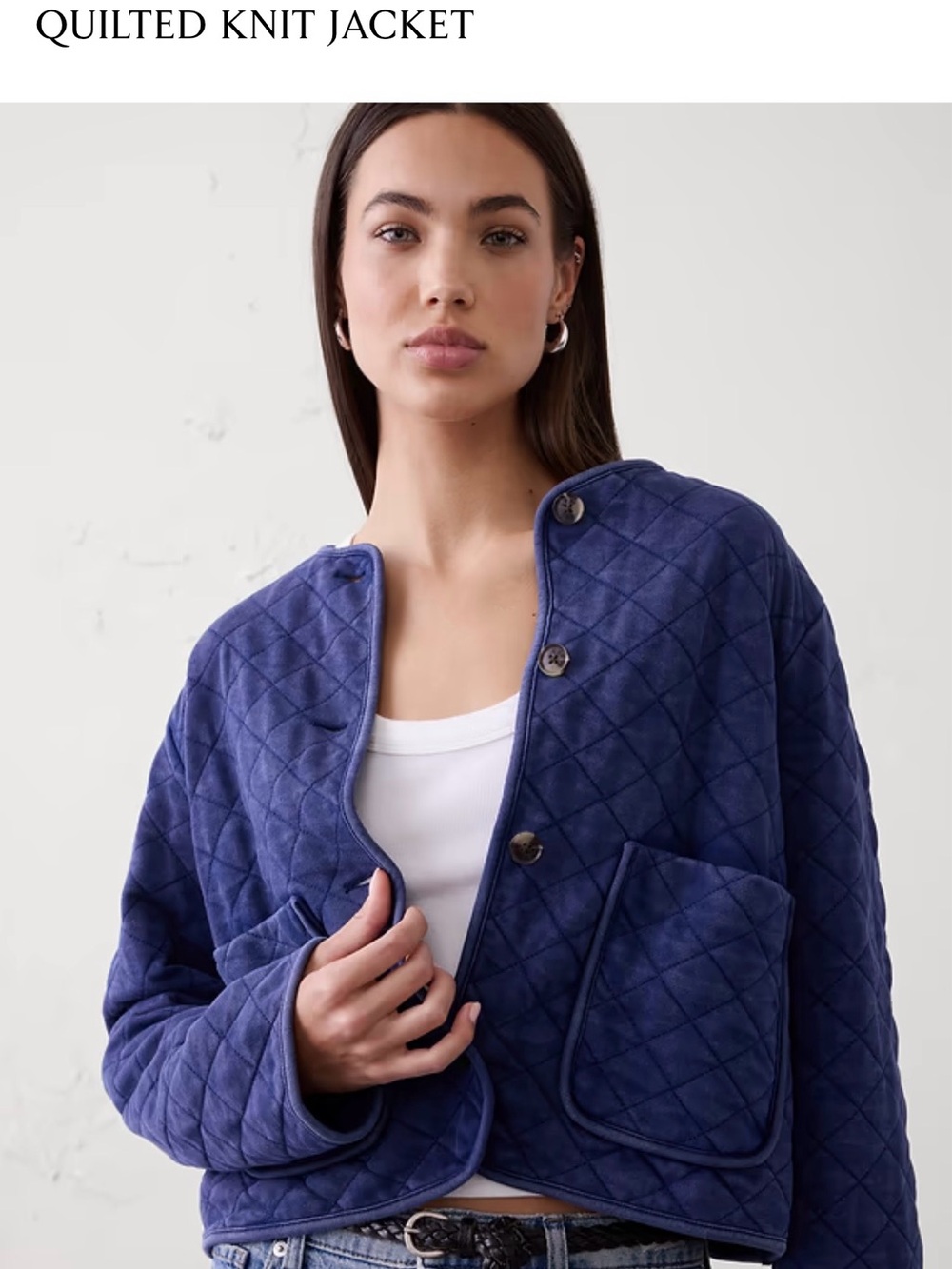 Quilted Knit Jacket - True Blue